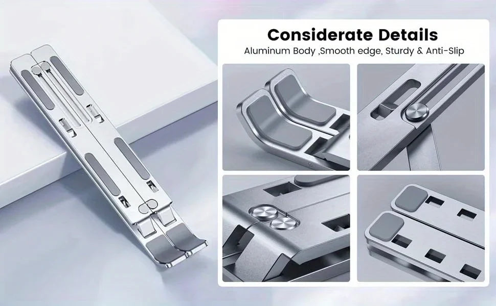 Support Ordinateur Portable Pliable en Aluminium | Réglable & Ergonomique