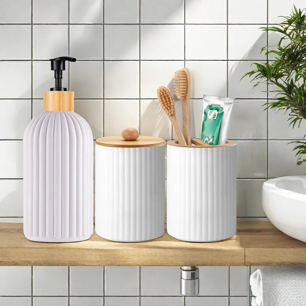 Ensemble Accessoires Salle de Bain Noir | Organisateur & Distributeur de Savon