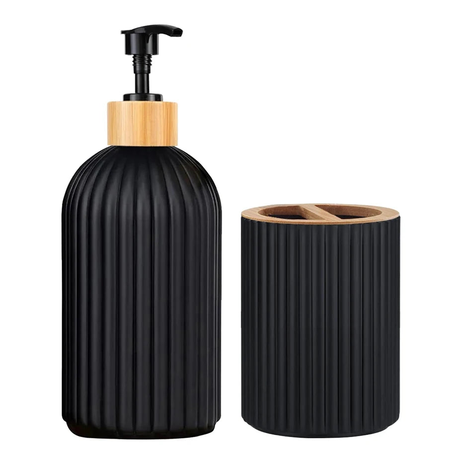 Ensemble Accessoires Salle de Bain Noir | Organisateur & Distributeur de Savon