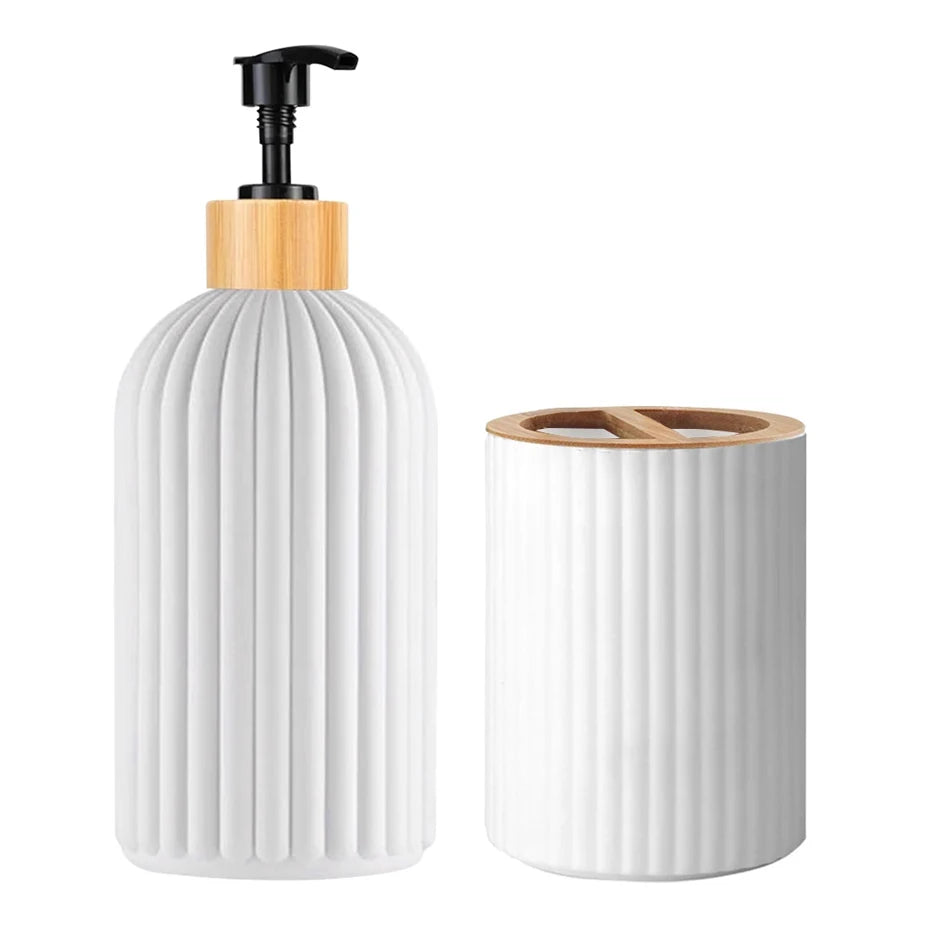 Ensemble Accessoires Salle de Bain Noir | Organisateur & Distributeur de Savon