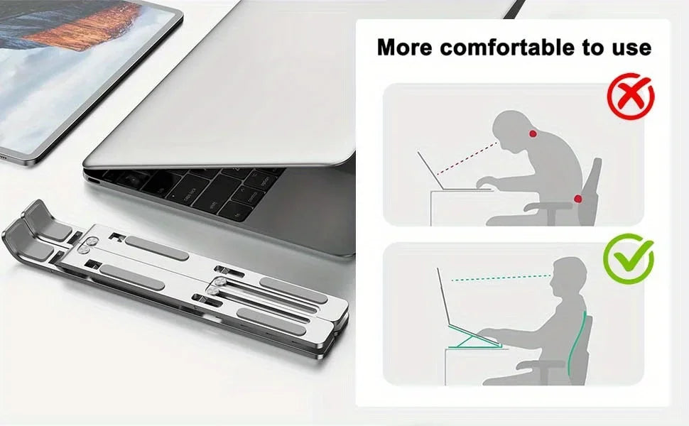 Support Ordinateur Portable Pliable en Aluminium | Réglable & Ergonomique