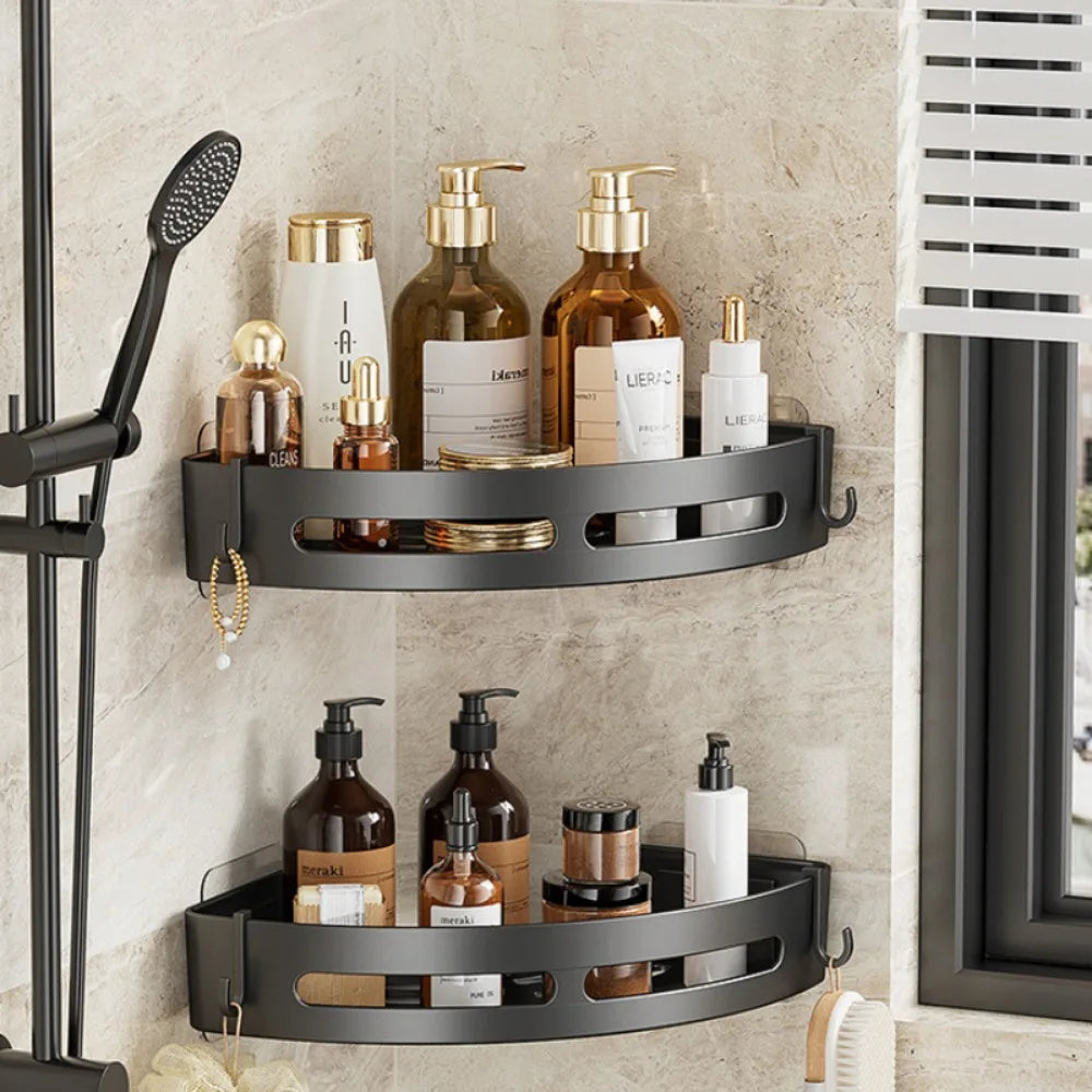 Étagère de Douche d'Angle Sans Perçage – Lot de 3 Organisateurs Muraux