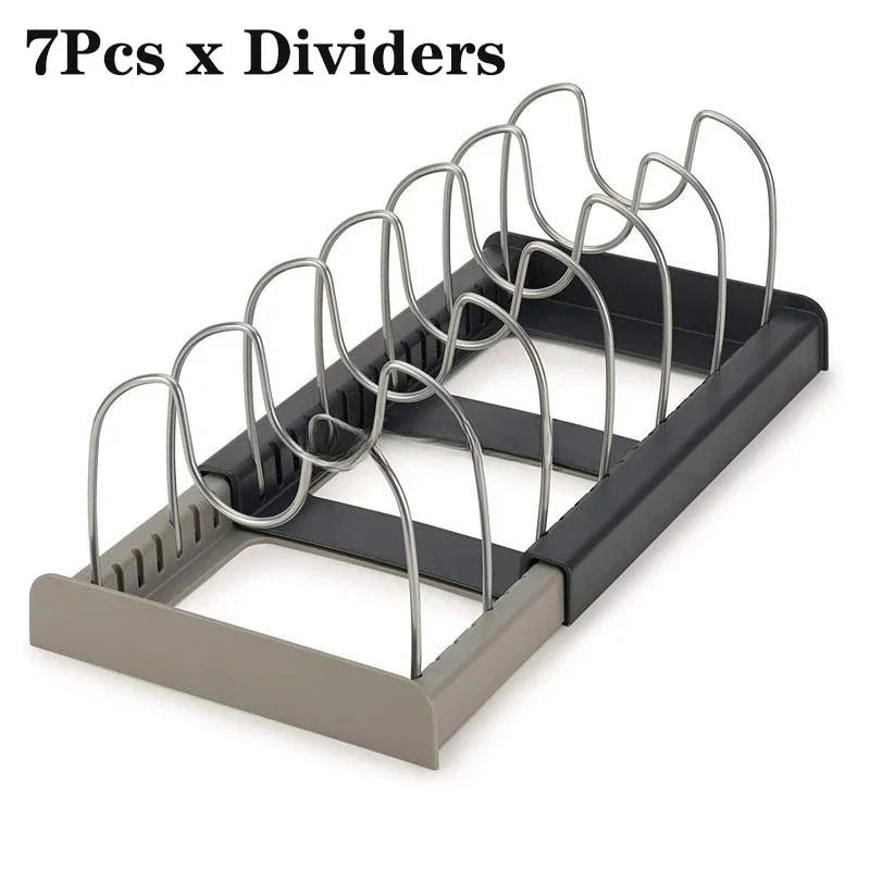 Range Casseroles Extensible 7 Compartiments | Organisateur de Cuisine Gain de Place